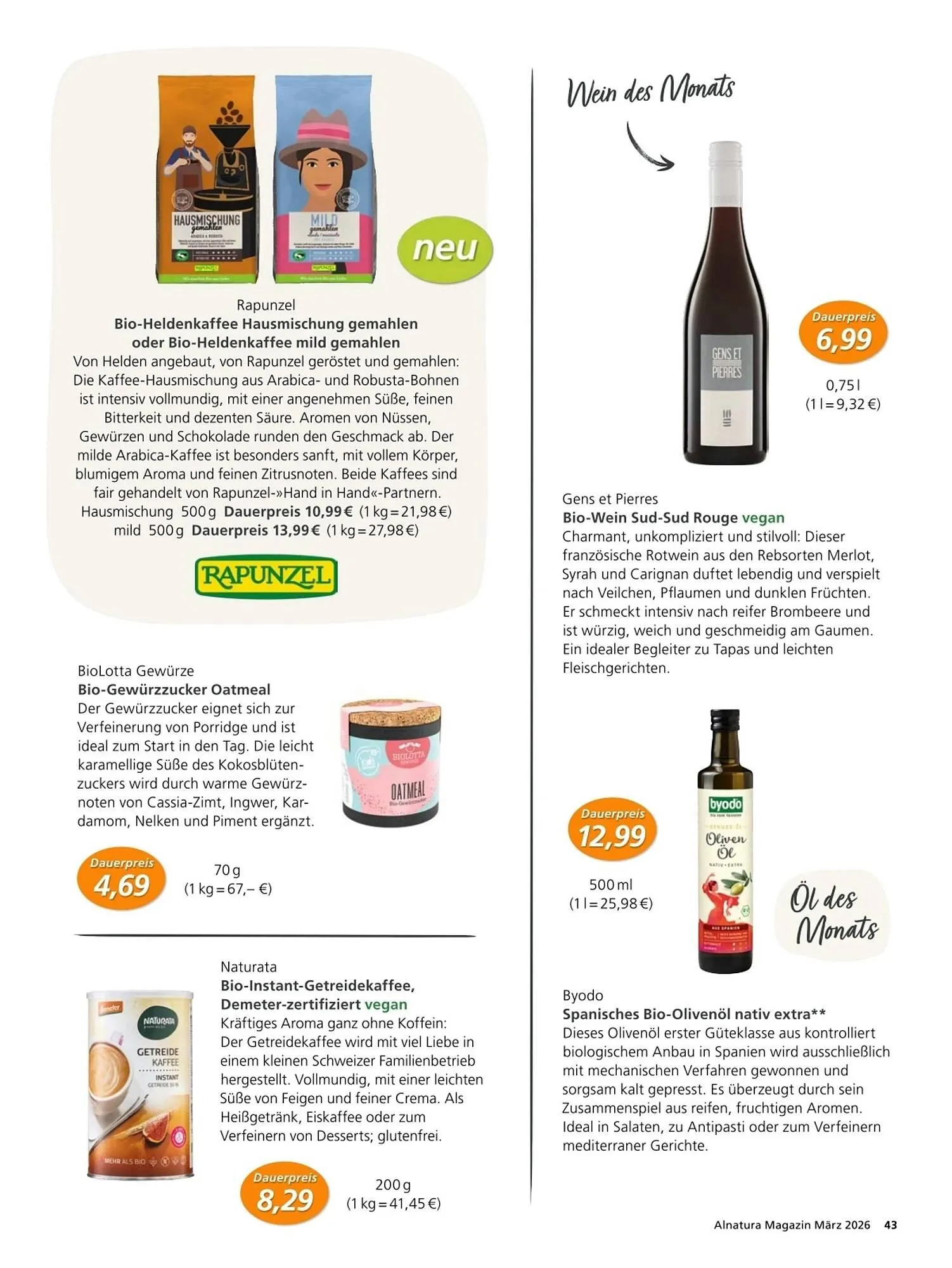 Alnatura Magazin von 4. März bis 1. April 2026 - Prospekt seite 43