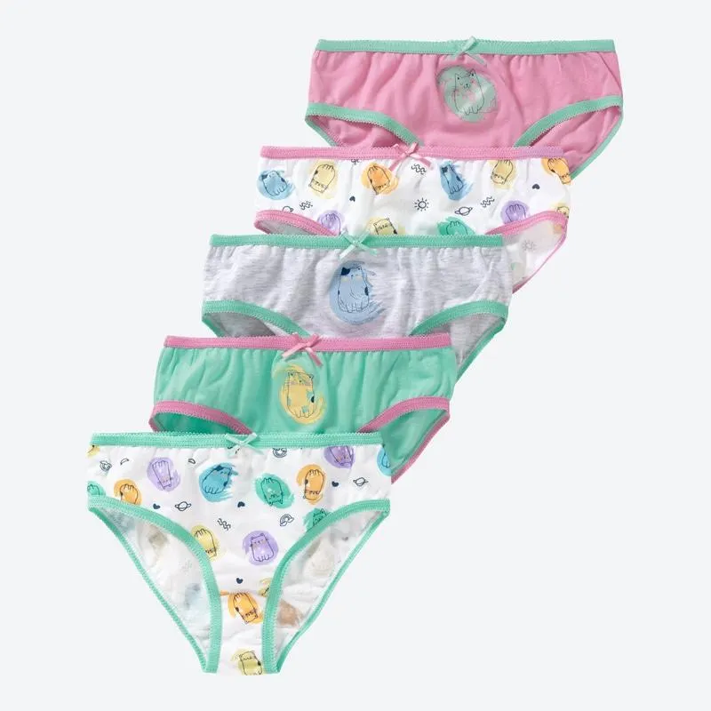Kinder-Mädchen-Slips aus reiner Baumwolle, 5er-Pack