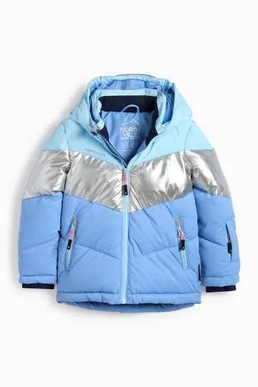 Ski jacket with hood - water-repellent - shiny