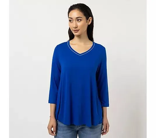 STEFFEN SCHRAUT Shirt, 3/4 Arm V-Ausschnitt mit feinem Kettendetail leger weit