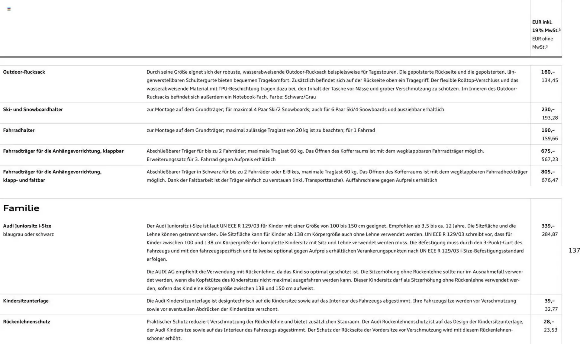 Audi Prospekt von 28. Oktober bis 28. Oktober 2026 - Prospekt seite 137