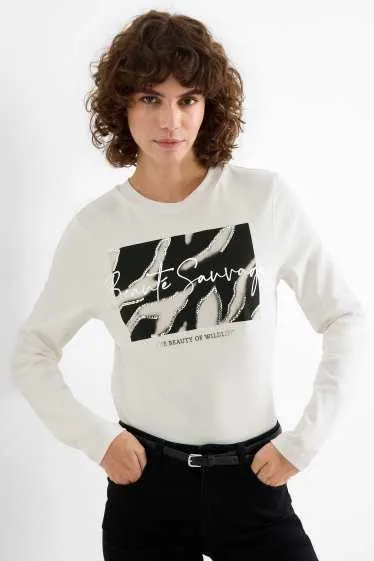 Long sleeve top - regular fit - shiny