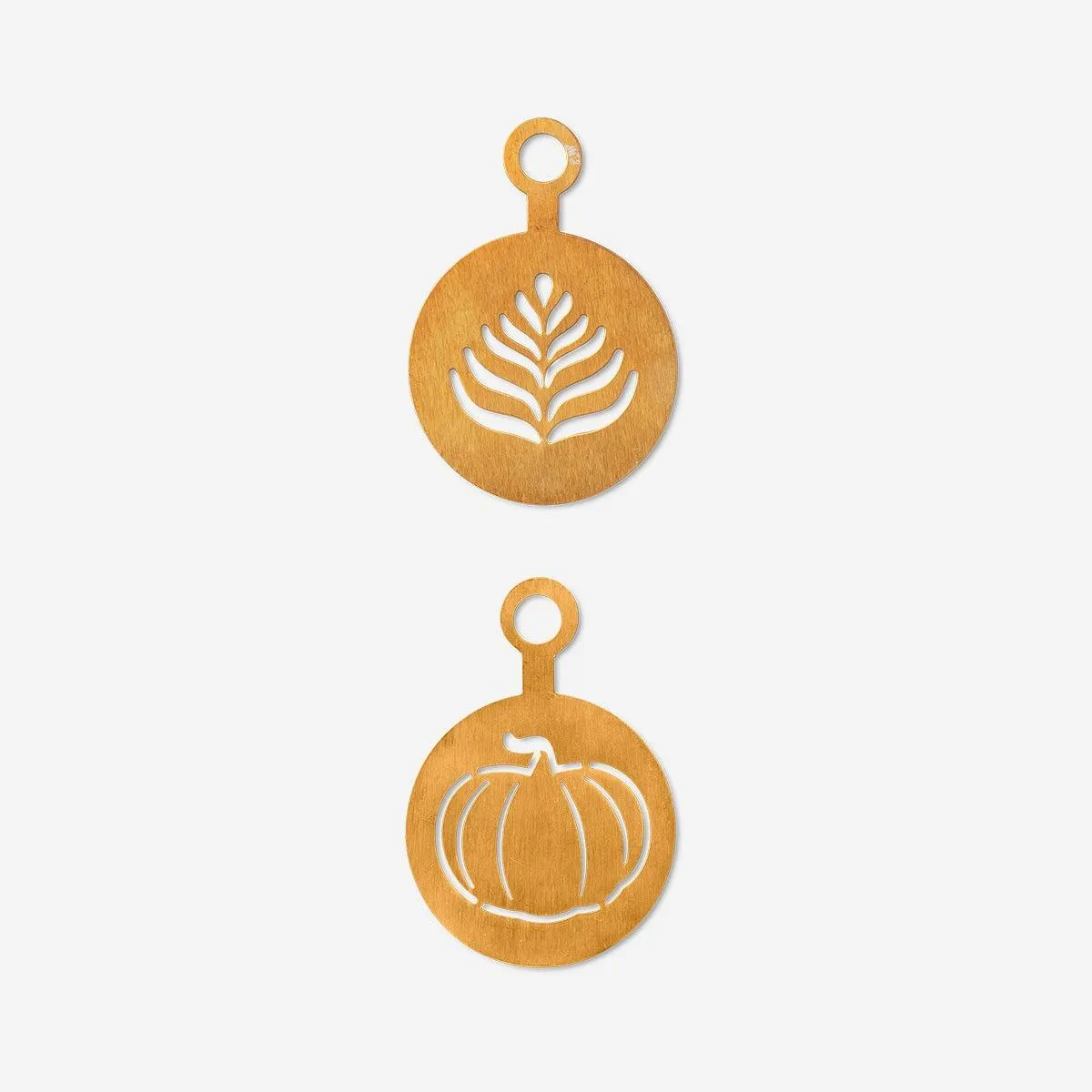 Gold coffee stencils as pumpkin and leaf - 2 pcs