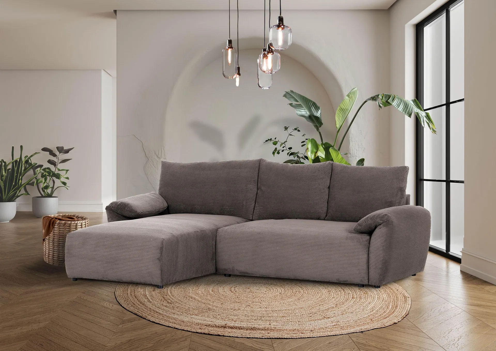 Ginger Moon Ecksofa Cuty mit Schlaffunktion in Trendstoff Cord