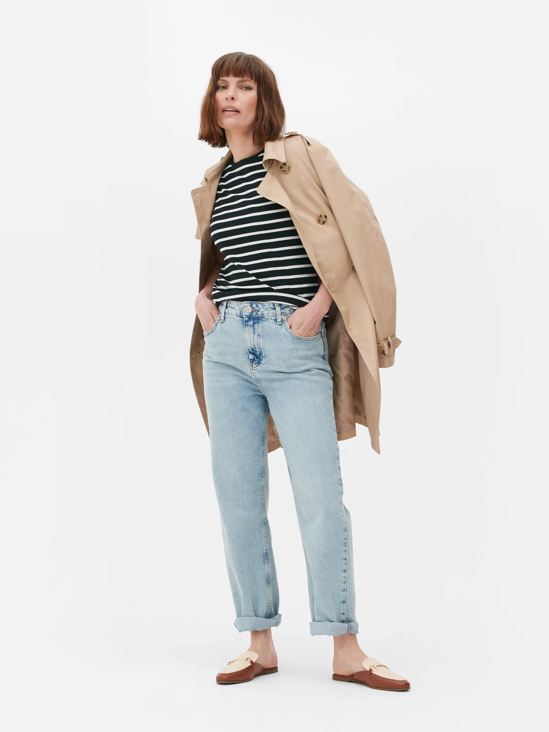 Gestreiftes, kurzärmeliges Stretch-T-Shirt