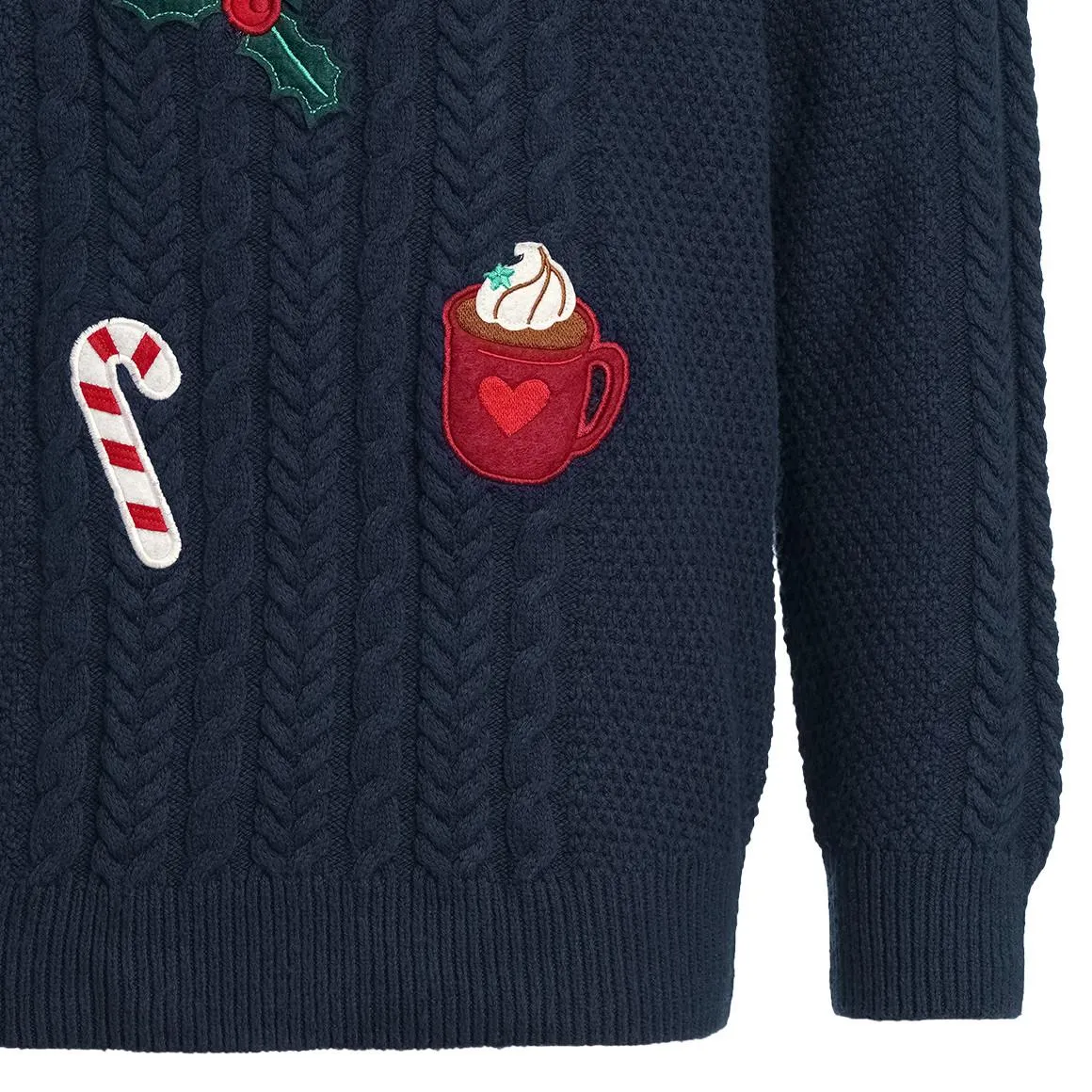 Herren Weihnachtspullover mit Zopfmuster