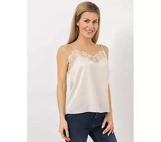 ANNI FOR FRIENDS Top Spitzen-Detail Spaghetti-Träger figurumspielend