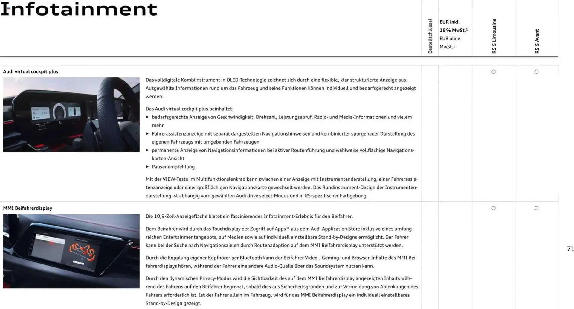 Audi Prospekt von 1. April bis 1. April 2027 - Prospekt seite 71