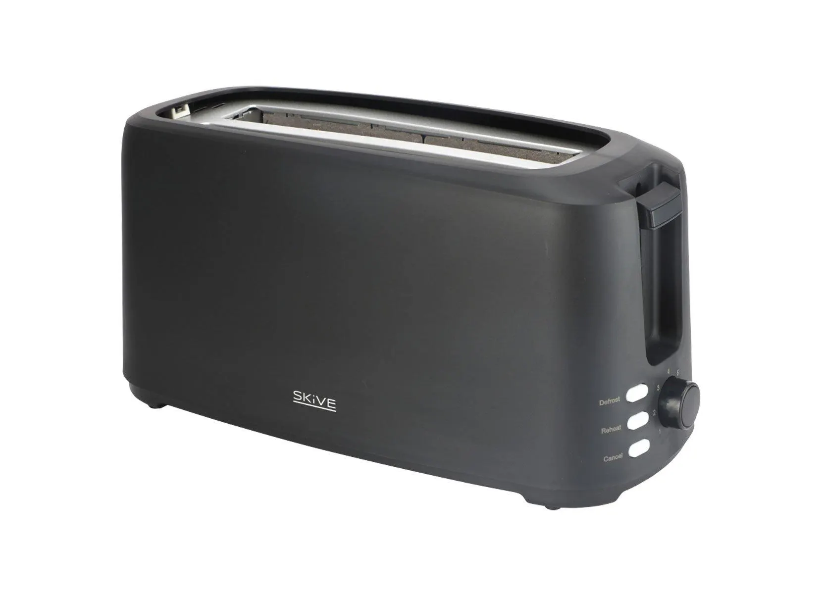 Langschlitztoaster für 4 Scheiben 1450W Schwarz matt