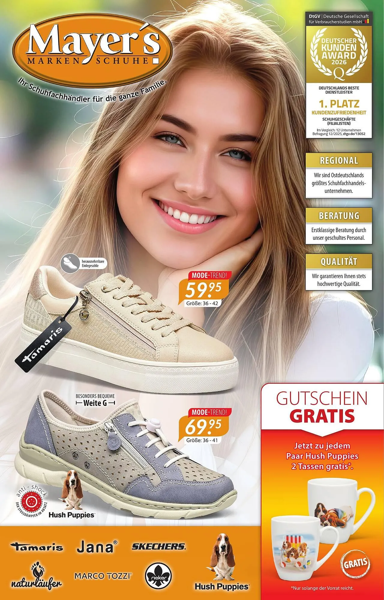 Mayer's Markenschuhe Prospekt von 9. März bis 30. März 2026 - Prospekt seite 1