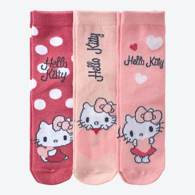 Hello Kitty Kinder-Mädchen-Socken, 3er-Pack
