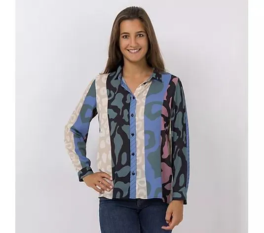 DINE 'N' DANCE Bluse, 1/1-Arm Kragen Knopfleiste leger weit