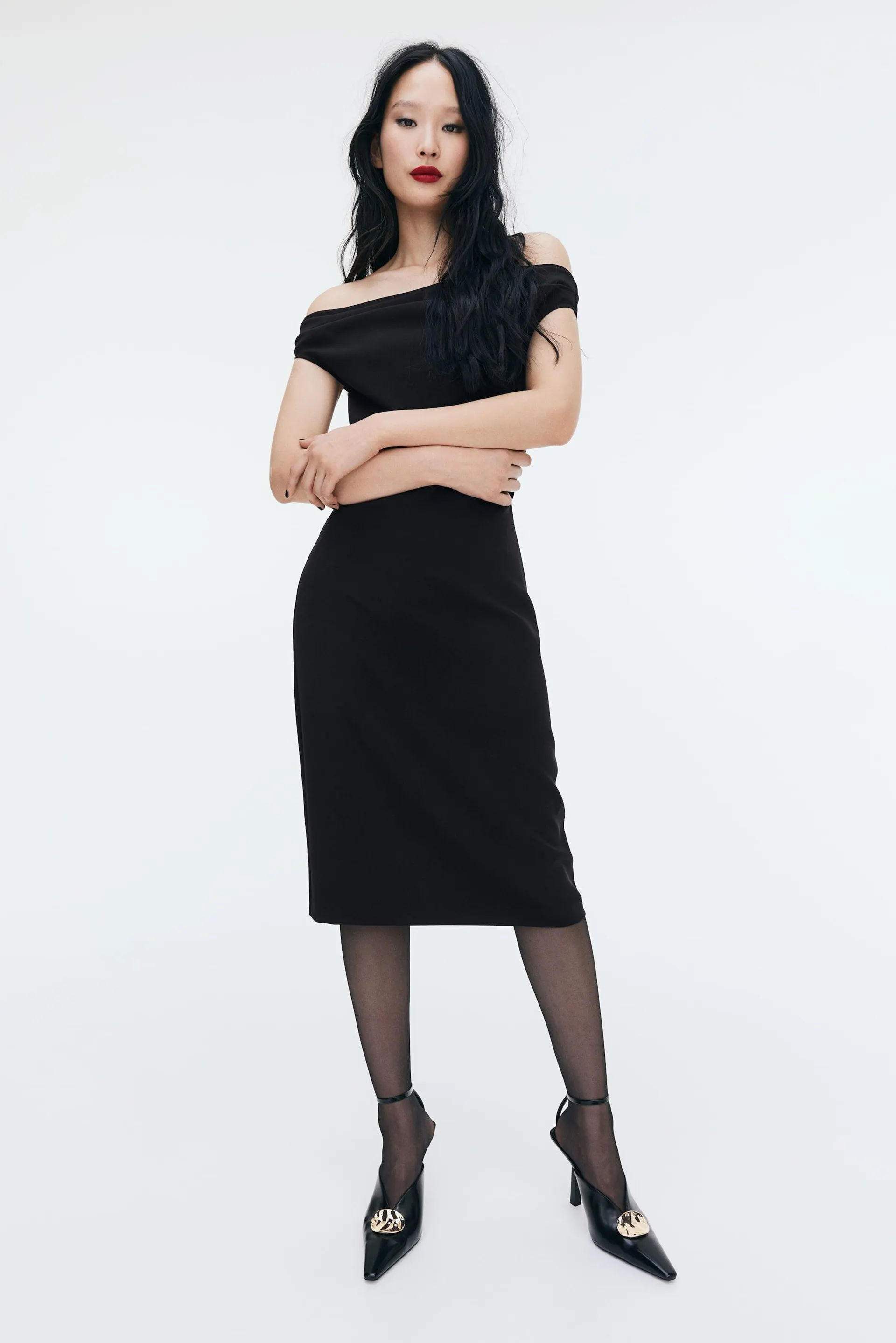 Rochie drapată din twill