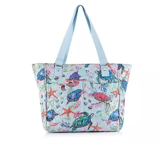 ANUSCHKA® Nylon Shopper 1 Hauptfach 3 Außenfächer Doppelter Trageriemen