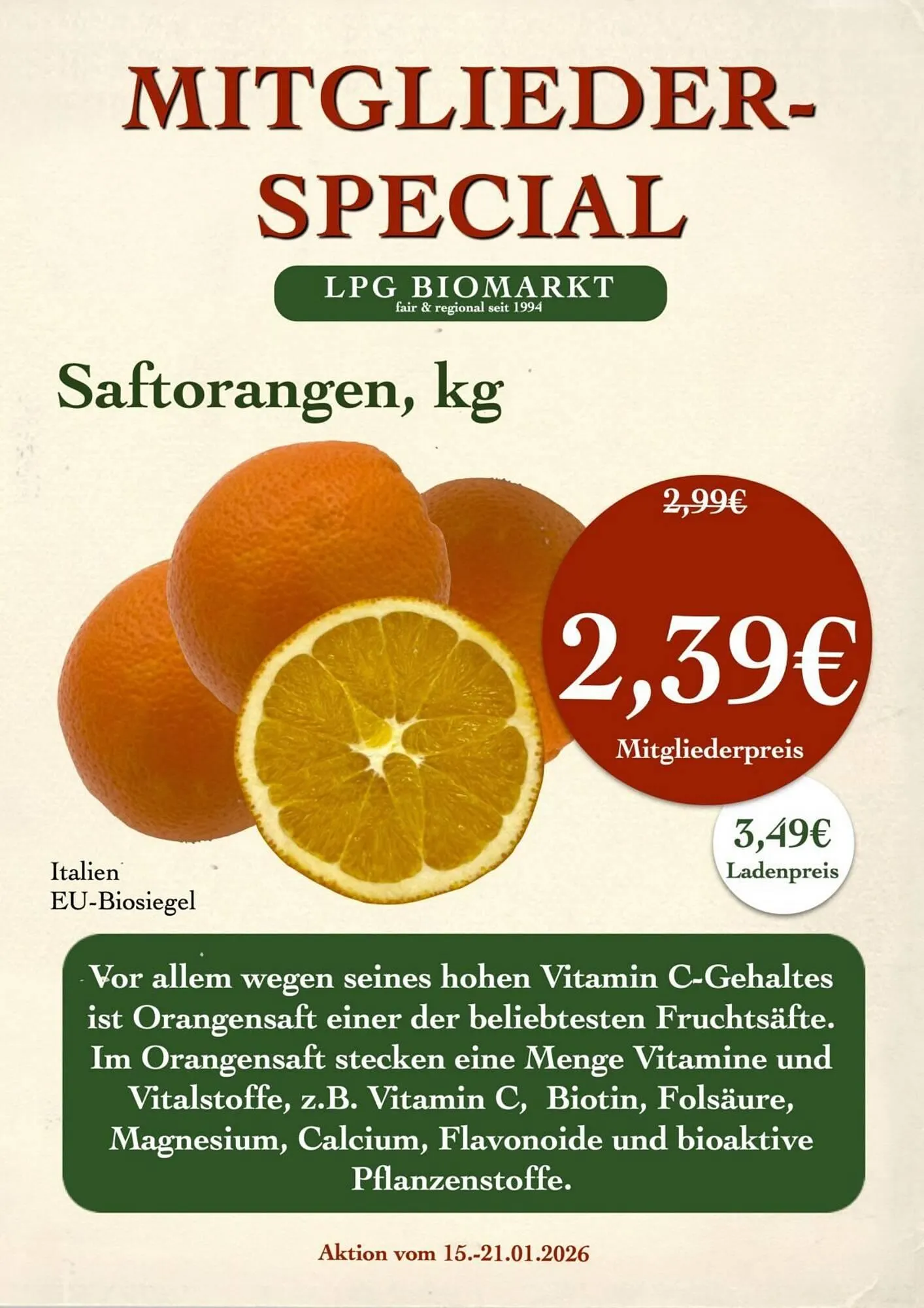 LPG Biomarkt Prospekt von 15. Januar bis 21. Januar 2026 - Prospekt seite 12