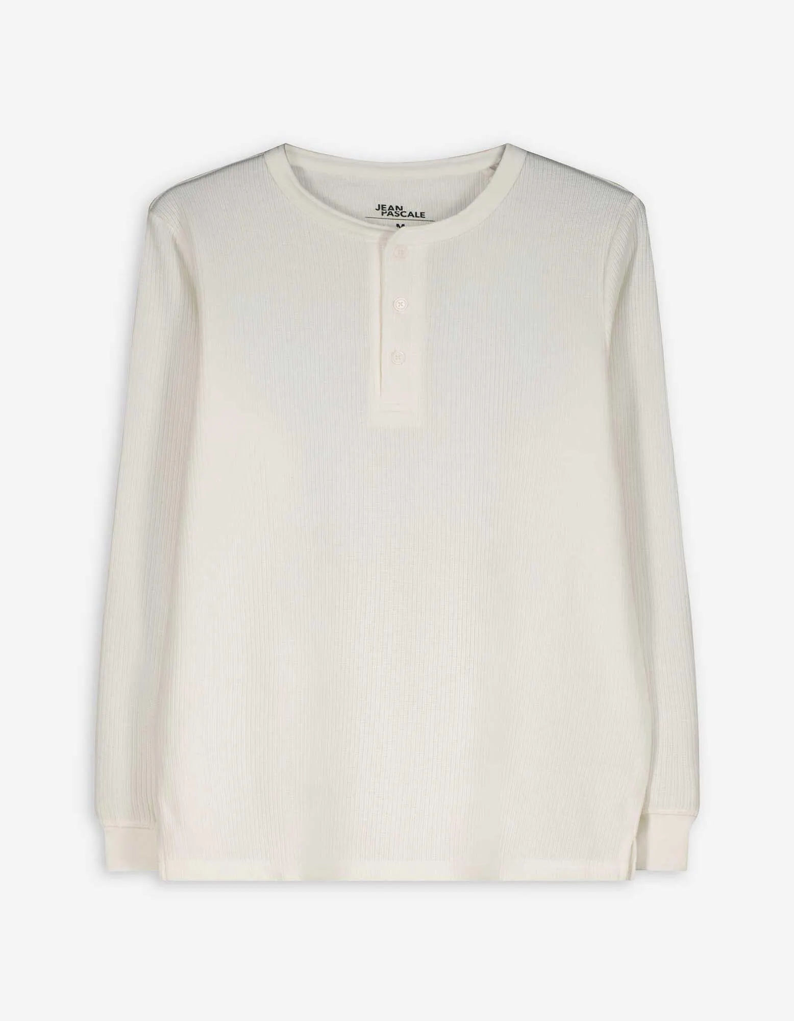 Langarmshirt - Rippenstruktur - weiß