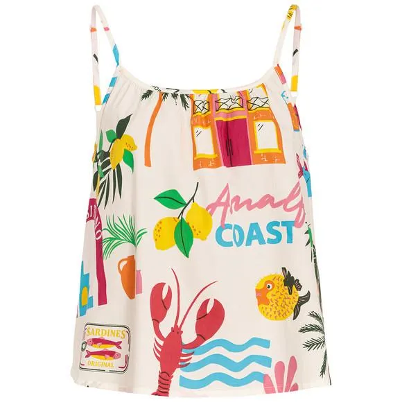 Damen Top mit Urlaubs-Motiven