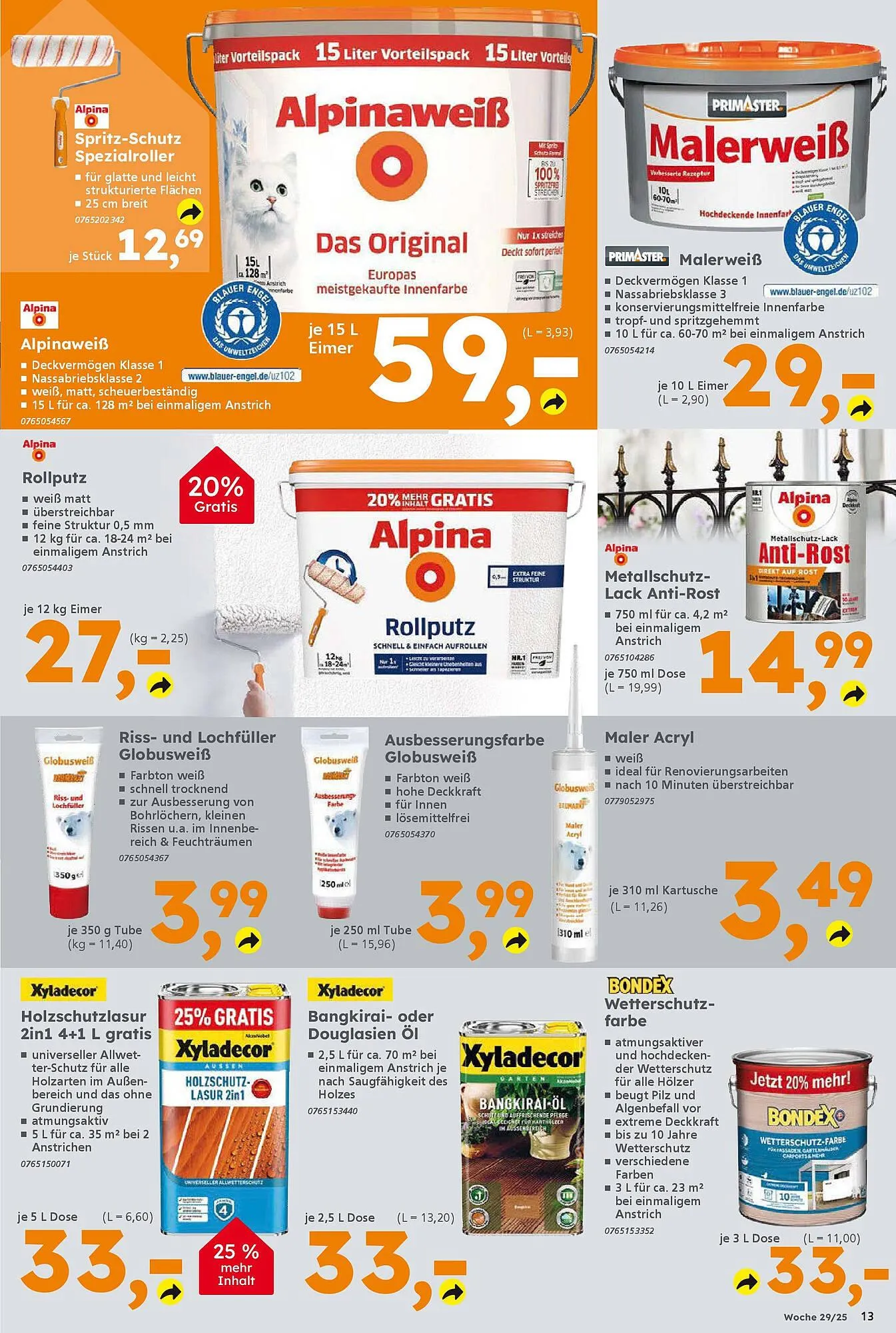 Globus Baumarkt Prospekt von 13. Juli bis 19. Juli 2025 - Prospekt seite 13
