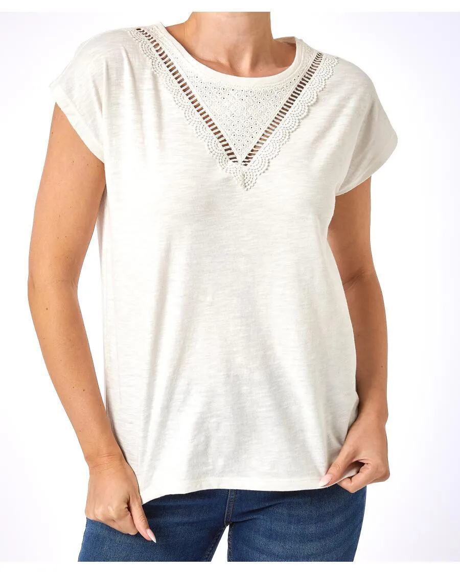 T-Shirt mit Spitzeneinsatz