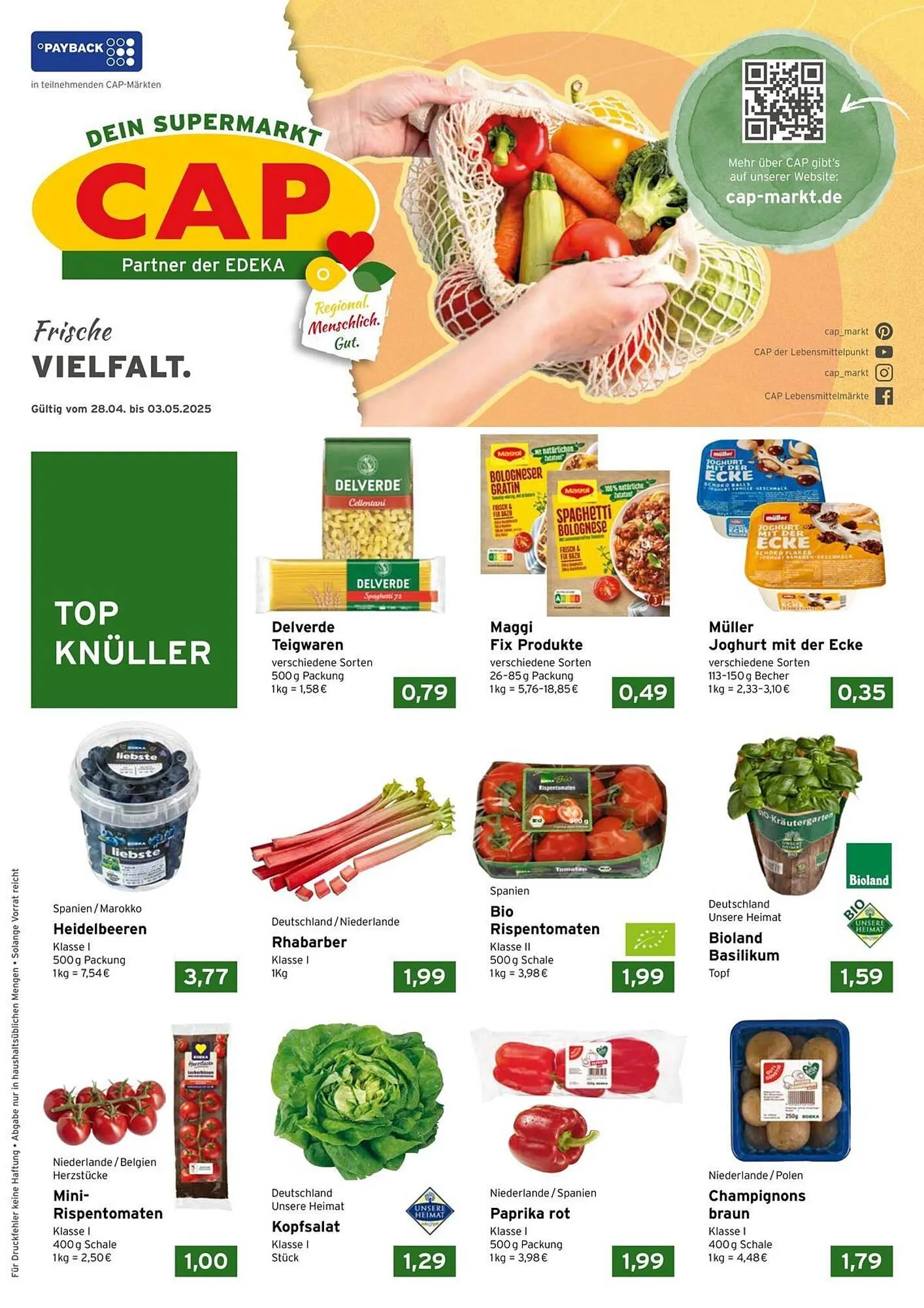 CAP Markt Prospekt von 28. April bis 3. Mai 2025 - Prospekt seite 1