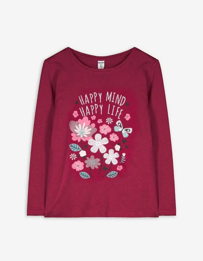 Longsleeve - Glitterprint - donkerlila