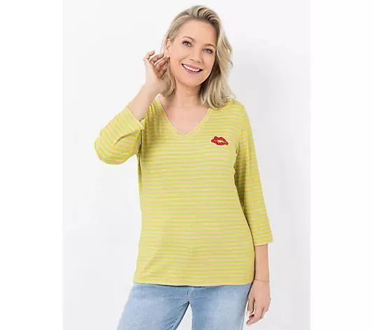 KILIAN KERNER SENSES Shirt, 3/4-Arm Kuss-Detail OEKO-TEX®Standard 100 figurumspielend