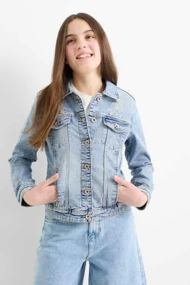 Floral - denim jacket