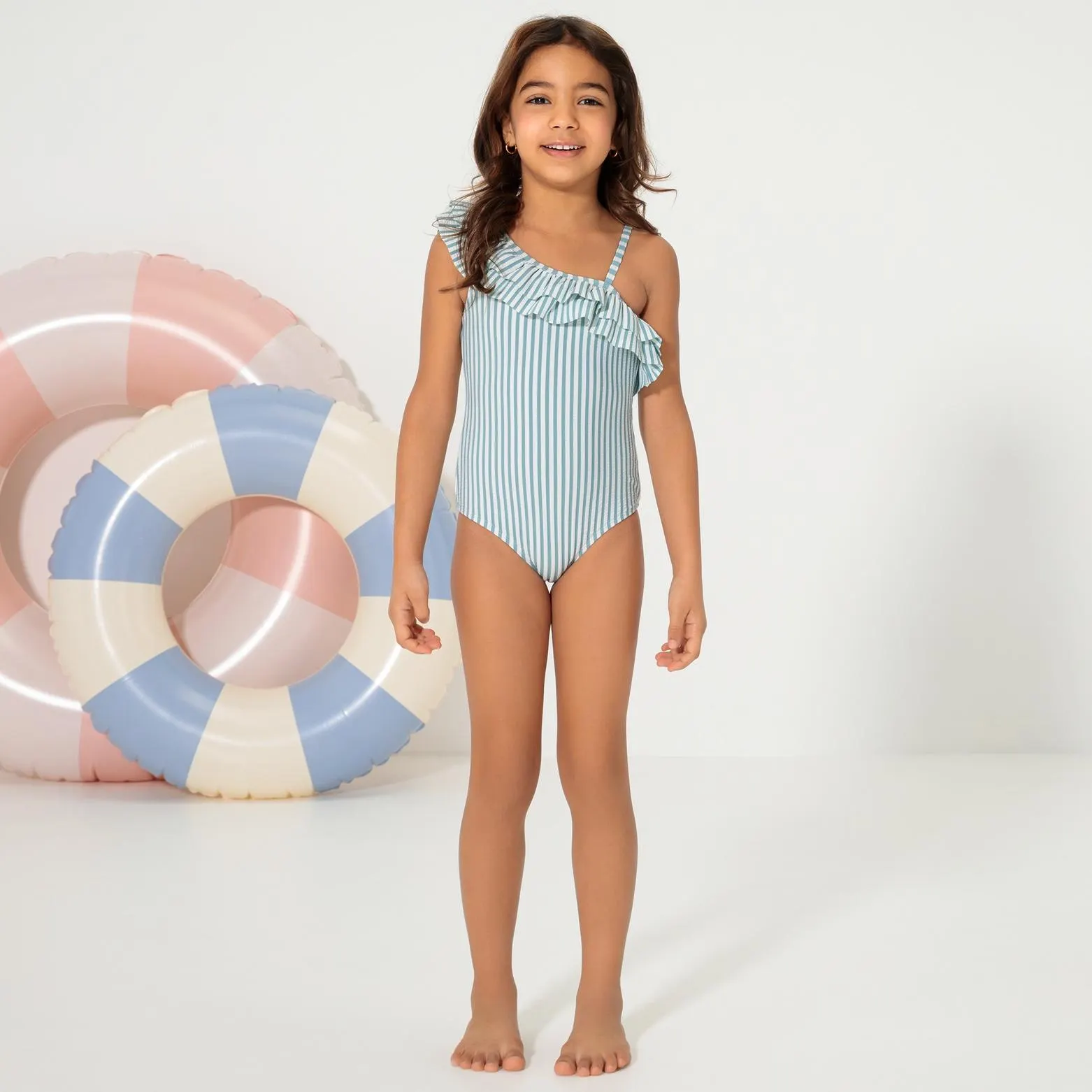 Mädchen-Badeanzug mit Jacquard-Streifen
