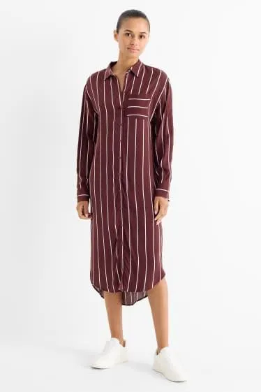Viscose shirt dress - striped