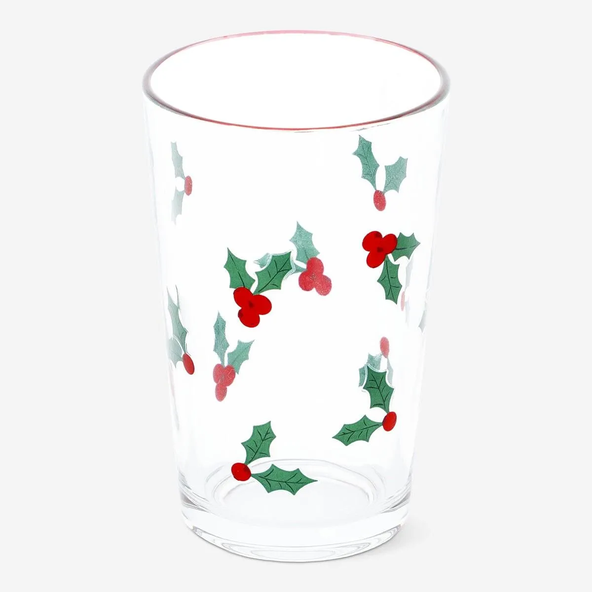 Drinking glass with holly print - 220 ml