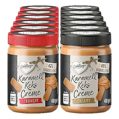Lieblings Karamellkeks-Creme 400 g, verschiedene Sorten, 12er Pack