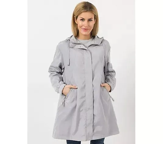 CENTIGRADE Kurzmantel mit Kapuze 2-Wege-Reißverschluss A-Linie, leger weit