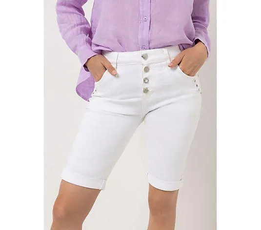 DINE 'N' DANCE Bermuda Samba Schmuckknöpfe Strasssteindekoration schmales Bein