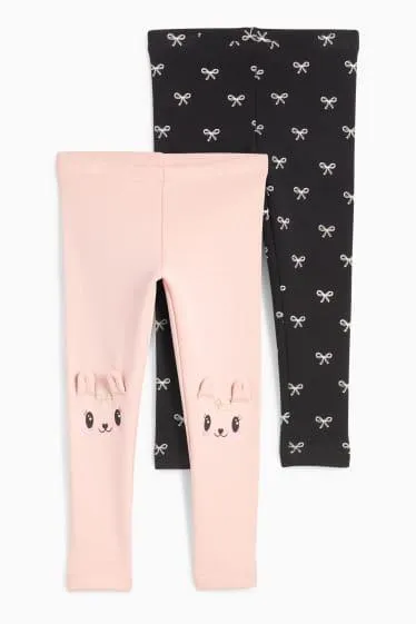 Multipack of 2 - bunny rabbit and bow - thermal leggings
