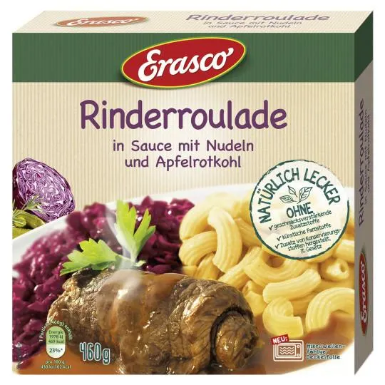 Erasco Rinderroulade in Sauce mit Nudeln & Apfelrotkohl 460G