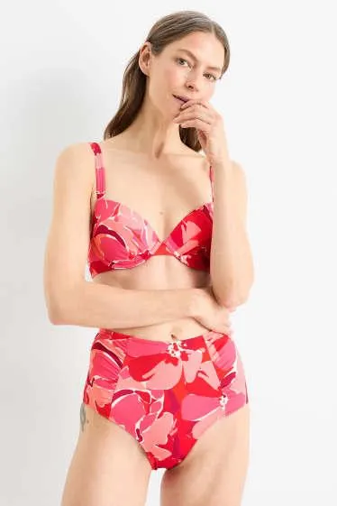 Bikini bottoms - high waist - LYCRA® XTRA LIFE™ - floral