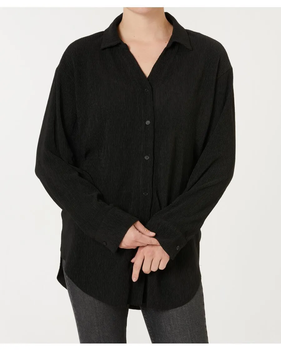 Crinkle-Bluse Janina, Knopfleiste