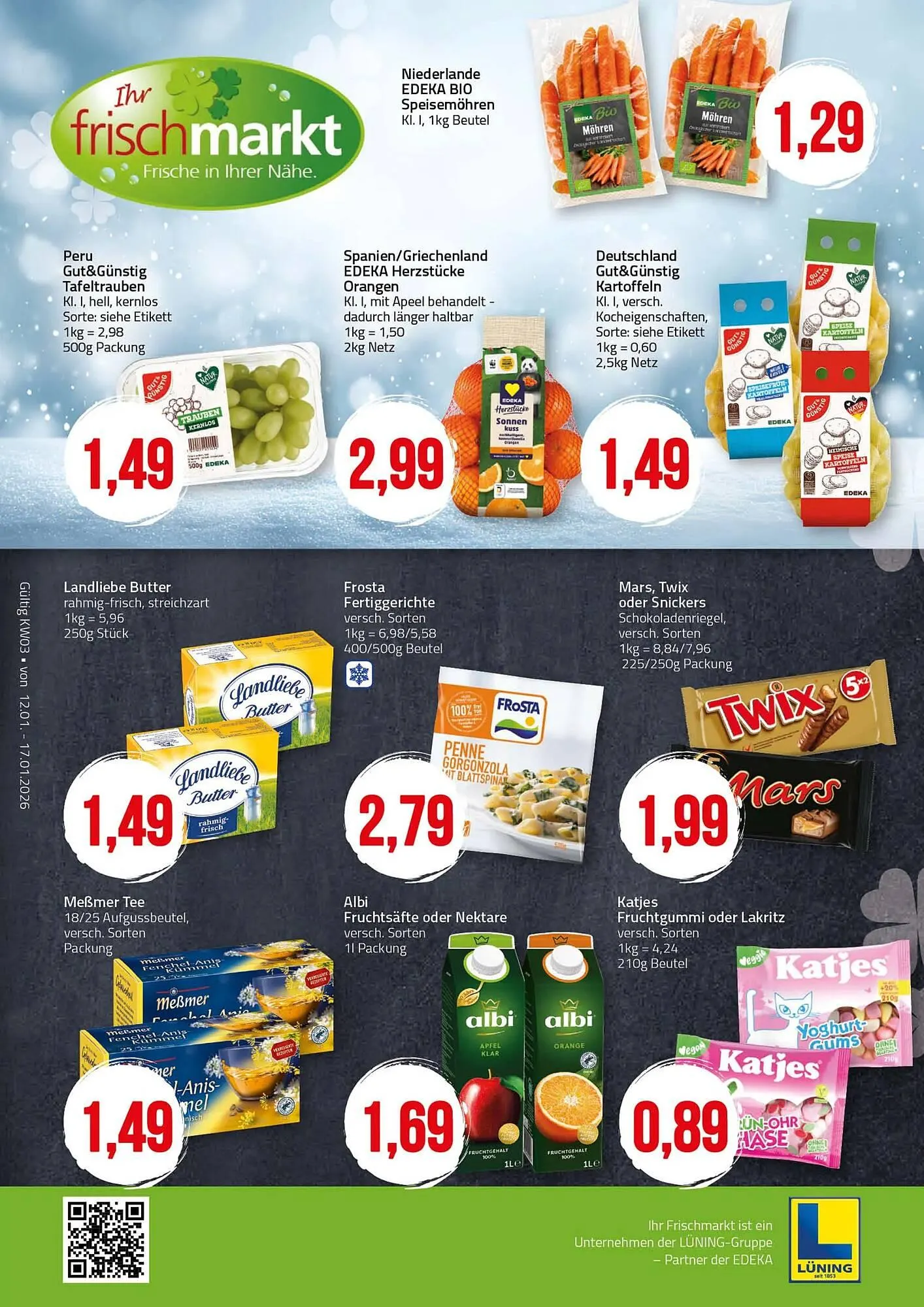 Ihr Frischmarkt Prospekt von 12. Januar bis 17. Januar 2026 - Prospekt seite 1