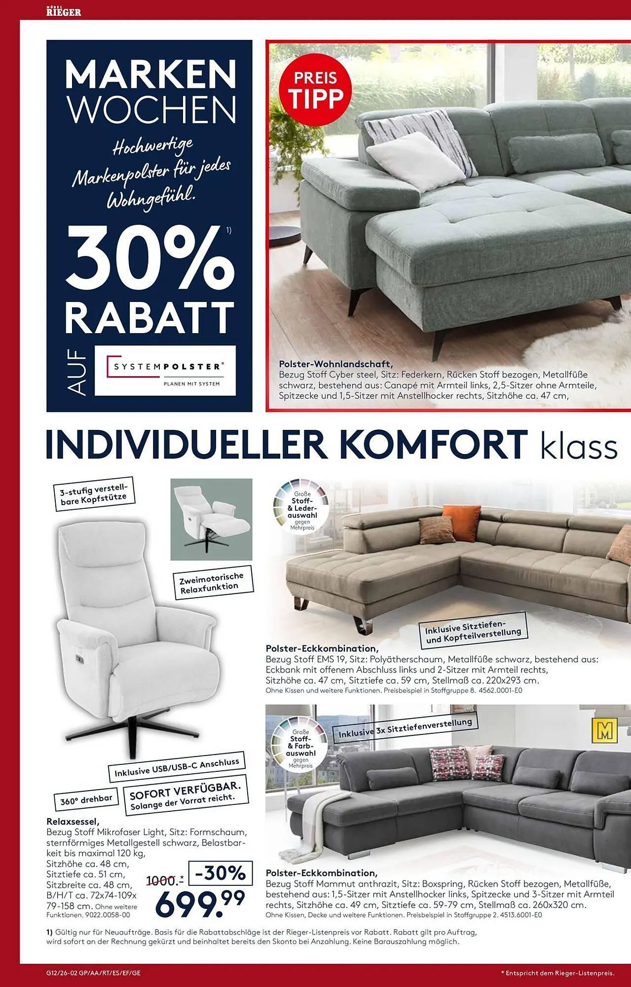 Möbel Rieger Prospekt von 26. März bis 9. April 2026 - Prospekt seite 2
