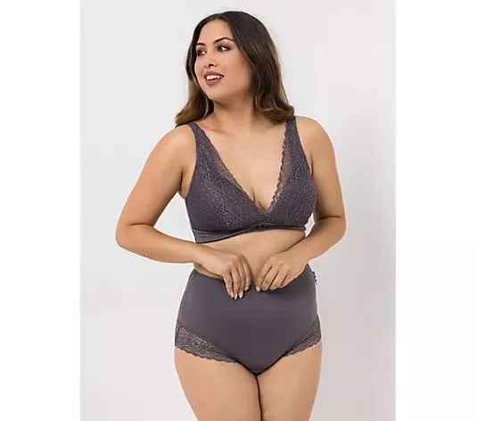 LITTLE ROSE Schalen-BH Mikrofasermischung V-Ausschnitt Spitzenbesatz