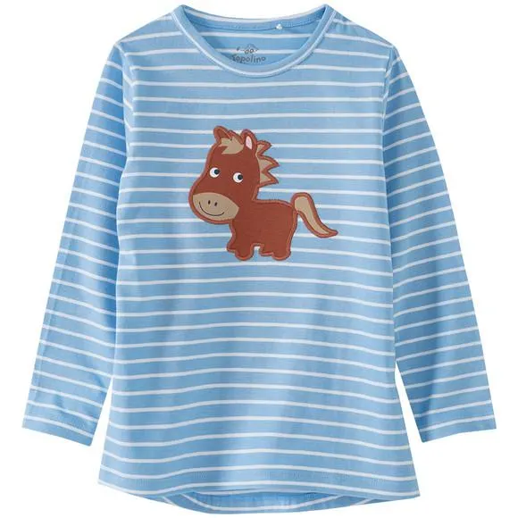 Mädchen Langarmshirt mit Pferde-Applikation