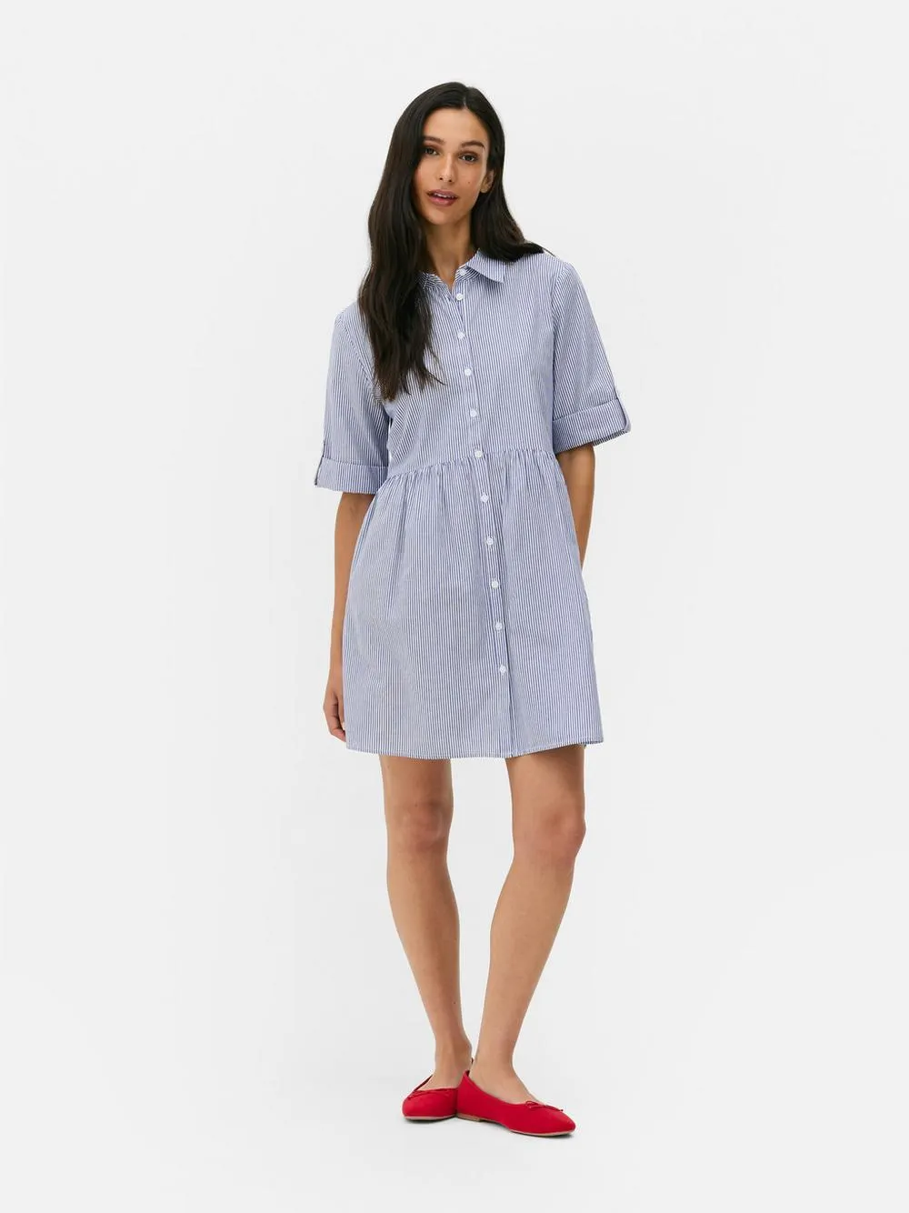 Gestreiftes Mini-Blusenkleid