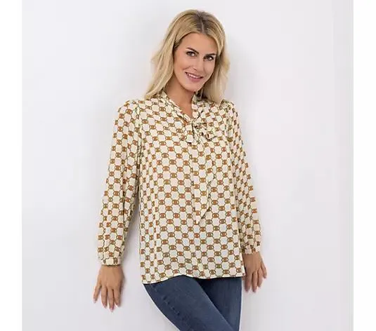 ANNI FOR FRIENDS Bluse Schluppenkragen schmale Manschette leger weit