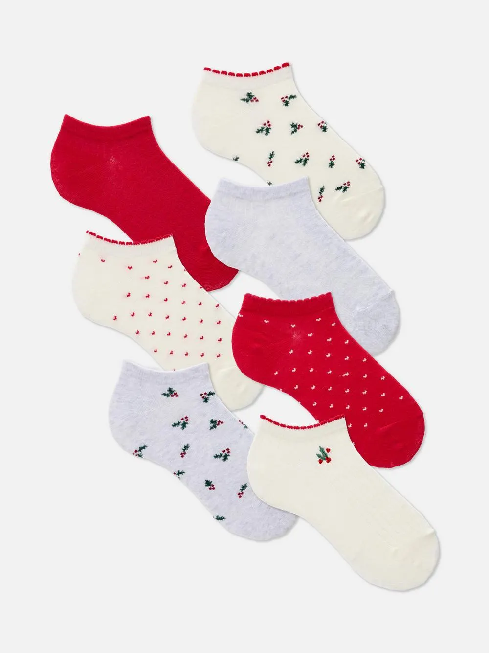 Weihnachtssocken mit hohem Baumwollanteil, 7er-Pack