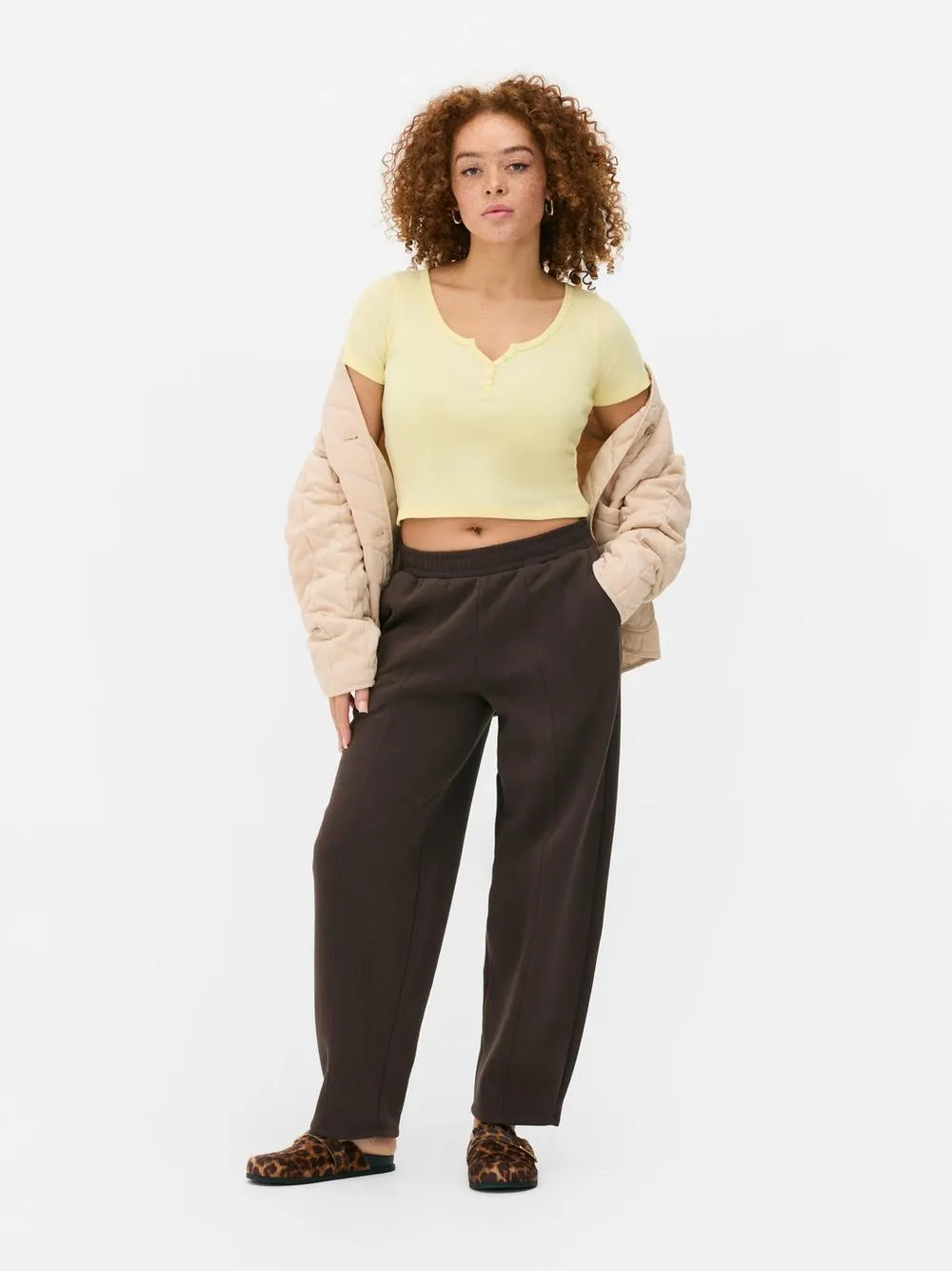 Geripptes Henley-T-Shirt