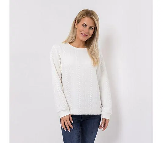 EVA LUTZ Sweatshirt Rundhalsausschnitt 3D-Effekt leger weit