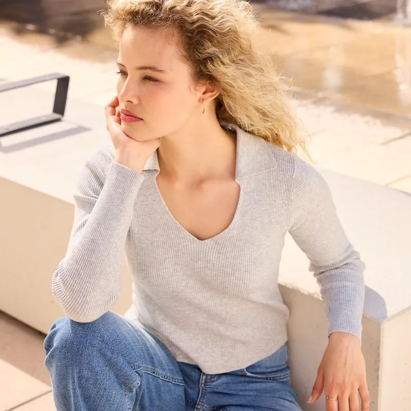 Damen-Feinstrickpullover mit Kragen