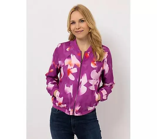 VIA MILANO Blouson, 1/1-Arm Reißverschluss Rippenbündchen taillenbedeckend