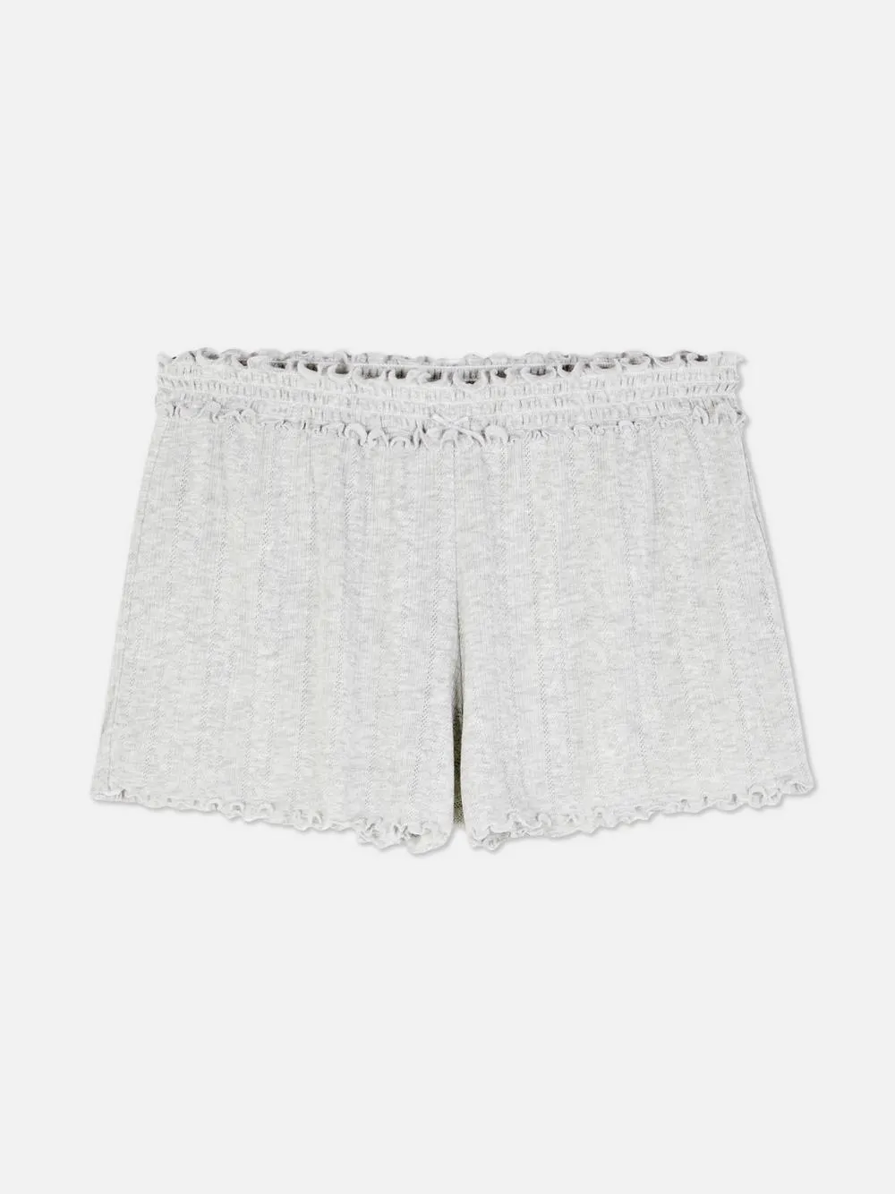 Pointelle-Schlafanzugshorts mit gekräuseltem Saum