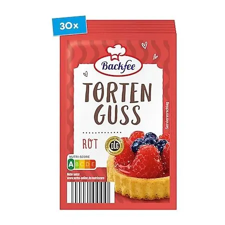Backfee Tortenguss rot für 6 x 250 ml Flüssigkeit, 30er Pack